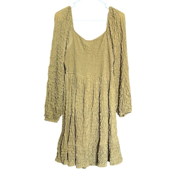Gigio USA NWT Mini Mustard Color Dress Long Sleeves Square Neck Stretchy Small - Picture 3 of 10